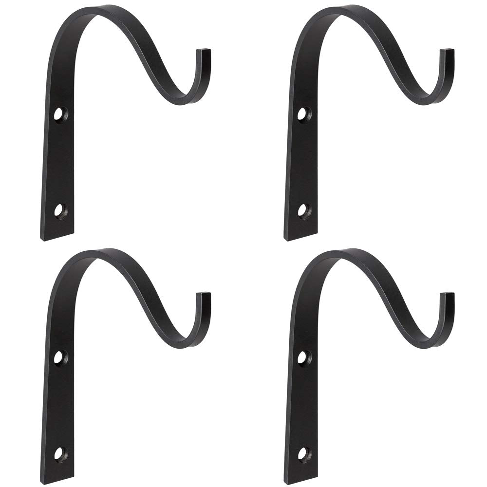 Mkono 4 Pack Iron Wall Hooks, black finish