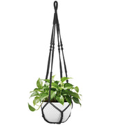 Mkono 43-inch black macrame plant hanger front view