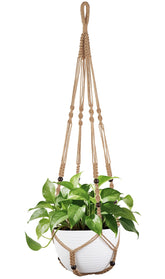 Mkono 43 Inch Macrame Plant Hanger brown jute close-up