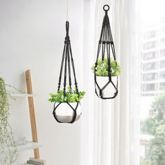 Mkono macrame plant hanger installed by a window