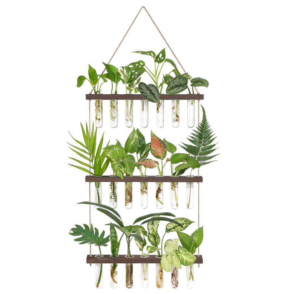 Mkono Plant Propagation Station with 21 test tubes and wooden stand