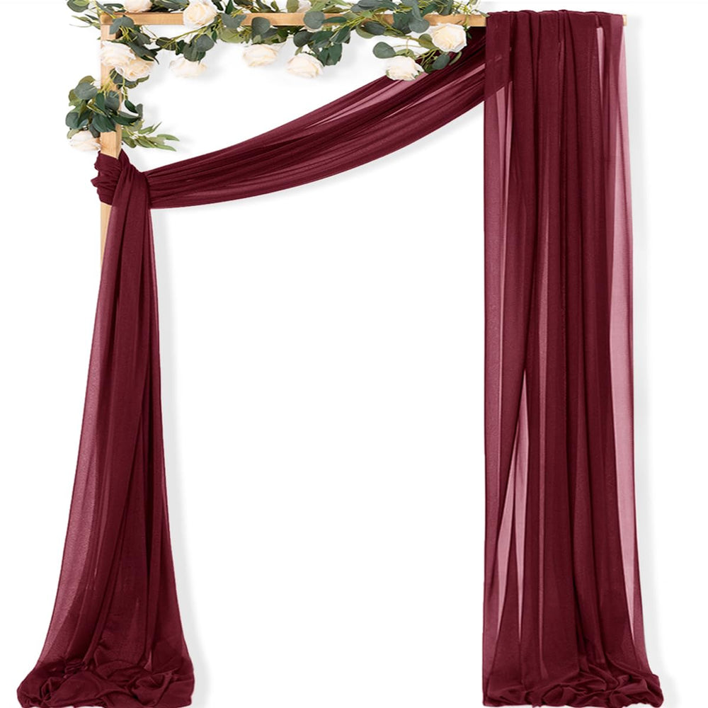 MLMC Sheer Gauze Wedding Arch Draping Fabric Burgundy front view