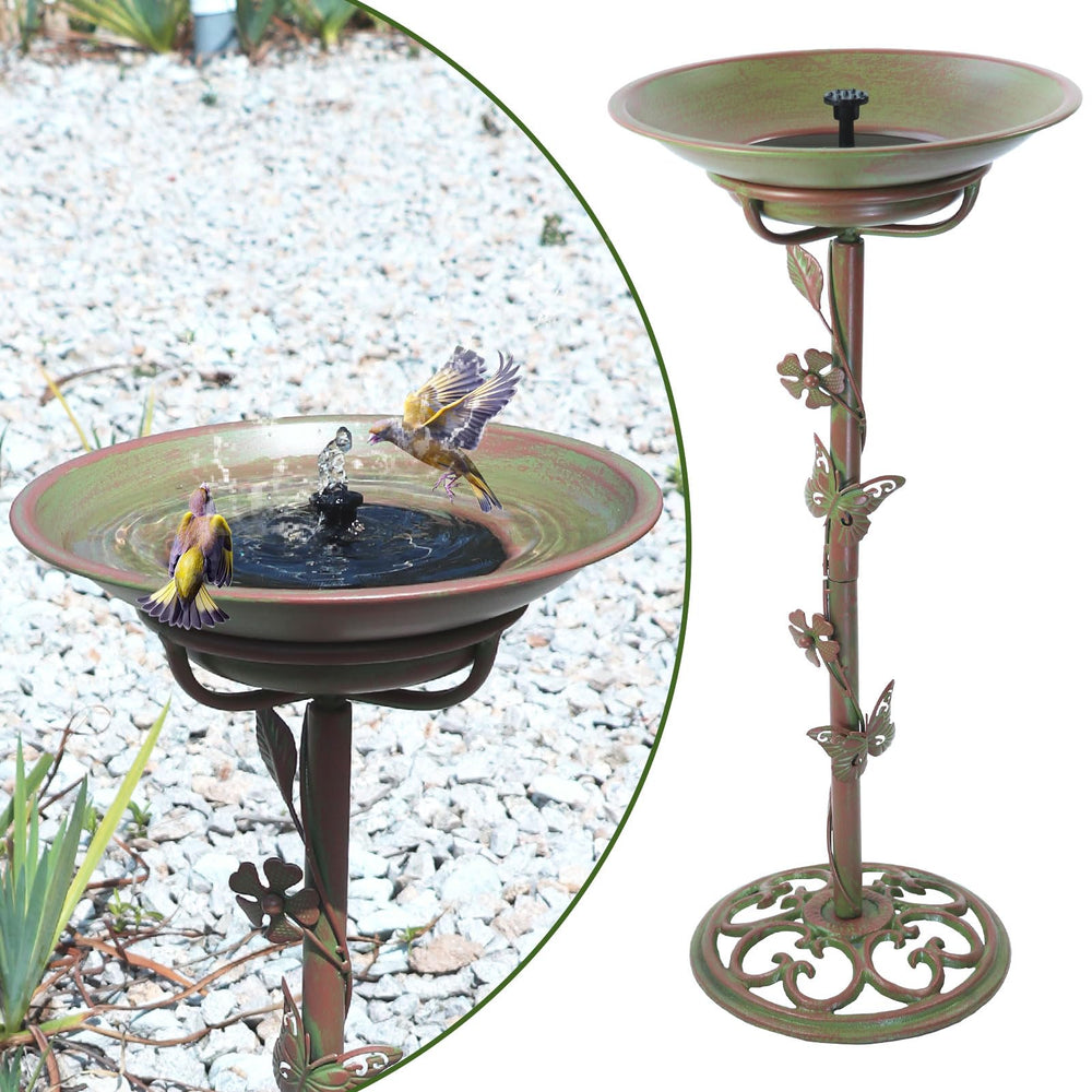 MNRYLKB Solar Bird Bath 28.5 inch green with fountain