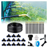 MOCOBER 50FT Drip Irrigation Kit components including copper nozzles and connectors
