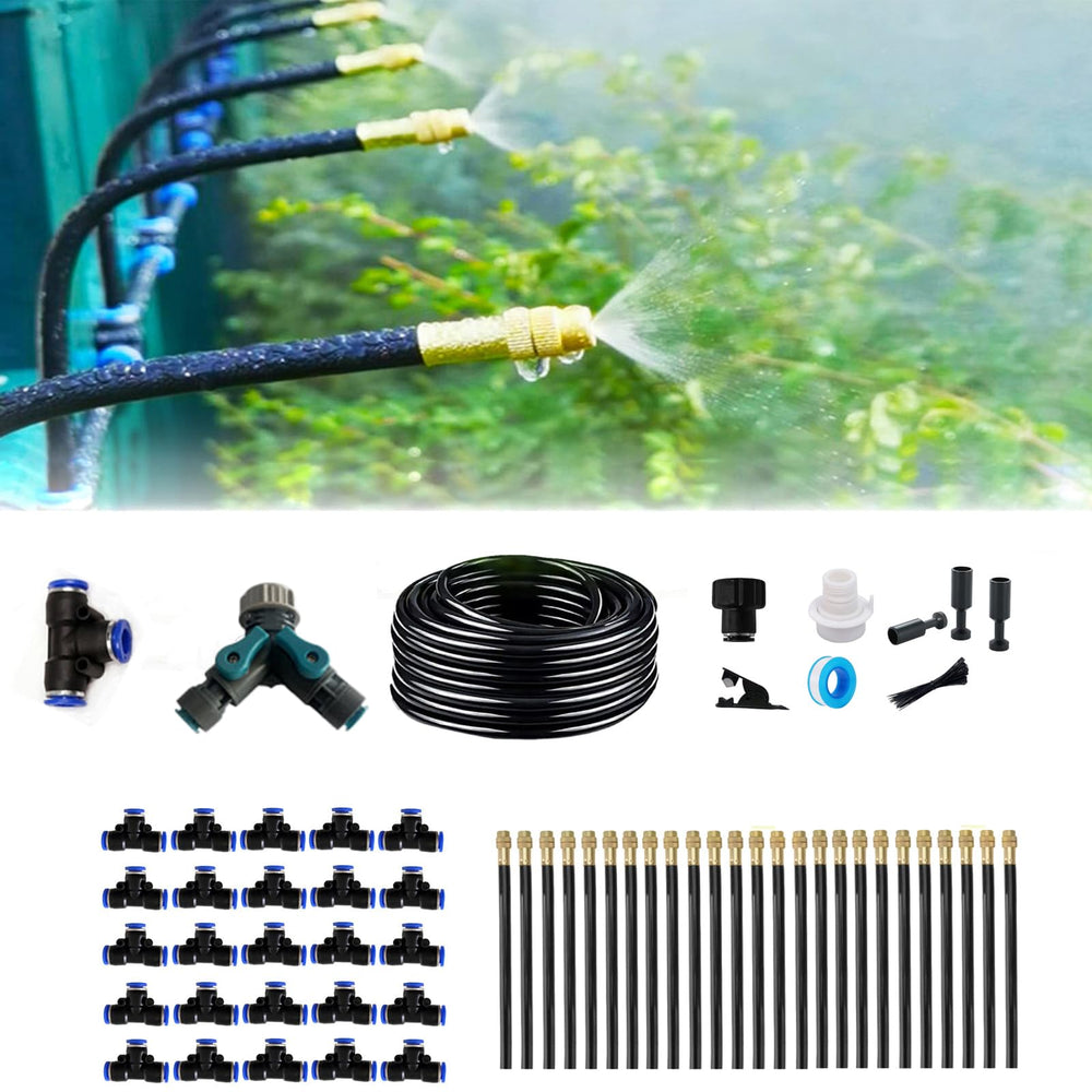 MOCOBER Drip Irrigation Kit 100FT with all components laid out