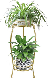 MOCORY 2-Tier Metal Plant Stand front view in gold