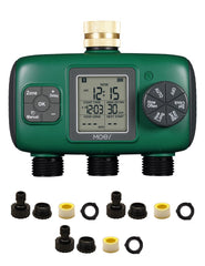 MOES 3 Zone Sprinkler Timer front view with LCD display