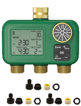 MOES 3 Zone Water Timer front view with brass fittings