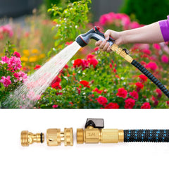 MOLIK connectors attached to garden hose and faucet
