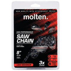 Molten 8 Inch Chainsaw Chain front view