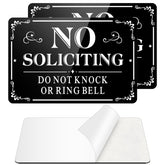 MongFun No Soliciting Sign front view, black and white design