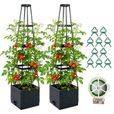 Monirsen 2 Pack Raised Garden Bed Planter Box with Trellis in Black