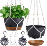 montresor 10 inch self-watering hanging planter, black front view