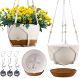 montresor 8 inch white self-watering hanging planter front view
