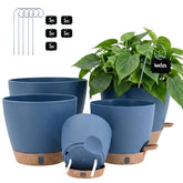 Montresor navy blue self-watering planter pot front view