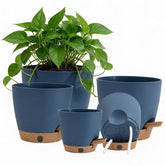 Montresor self watering pot 5-inch blue model front view