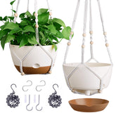Montresor set of 2 white 10 inch hanging planters front view