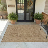 MontVoo Outdoor Rug 3' x 5' brown beige vintage pattern front view