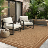 MontVoo Outdoor Rug 5' x 7' in brown-wavy texture front view