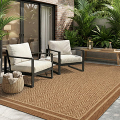 MontVoo Outdoor Rug 5' x 7' in brown-wavy texture front view