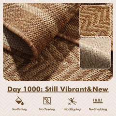 MontVoo Outdoor Rug 5' x 7' on a patio setting