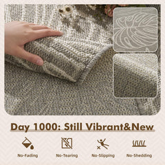 MontVoo Outdoor Rug 5x7 ft Tropical Grey on patio