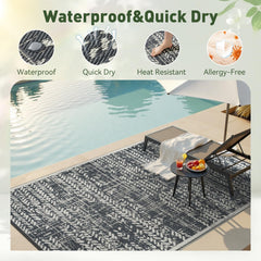 MontVoo Outdoor Rug 5x8 grey rug with furniture