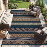 MontVoo Outdoor Rug 5x8 Navy and Green front view