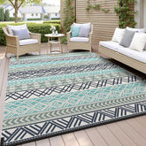 MontVoo Outdoor Rug 6x9 blue and grey front view