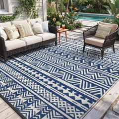MontVoo Outdoor Rug 6x9 blue front view