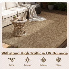 MontVoo Outdoor Rug 6x9 ft close-up of the vintage medallion pattern