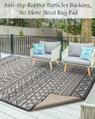 MontVoo Outdoor Rug 6x9 ft on patio with furniture