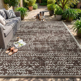 MontVoo Outdoor Rug 8x10 waterproof brown front view