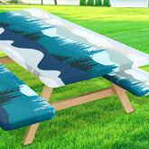 Moosfor fitted picnic table cover green front view