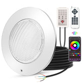 Mopzlink 10 Inch RGB LED Pool Light front view with remote control