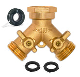 Morvat 2-Way Brass Garden Hose Splitter front view