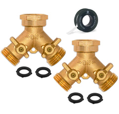 Morvat Brass 2-Way Garden Hose Water Splitter front view