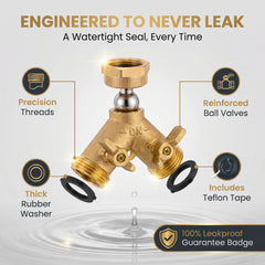 Morvat Brass Garden Hose Splitter top connection close-up