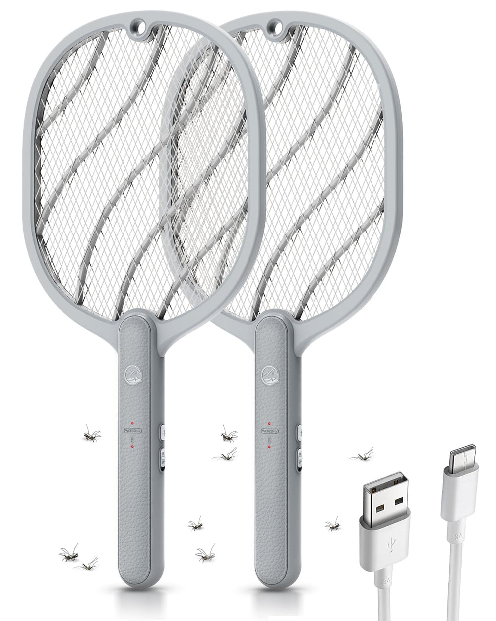 Mosiller Electric Fly Swatter front view, gray color