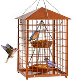 Mosloly Mealworms Bird Feeder, brown metal, front view