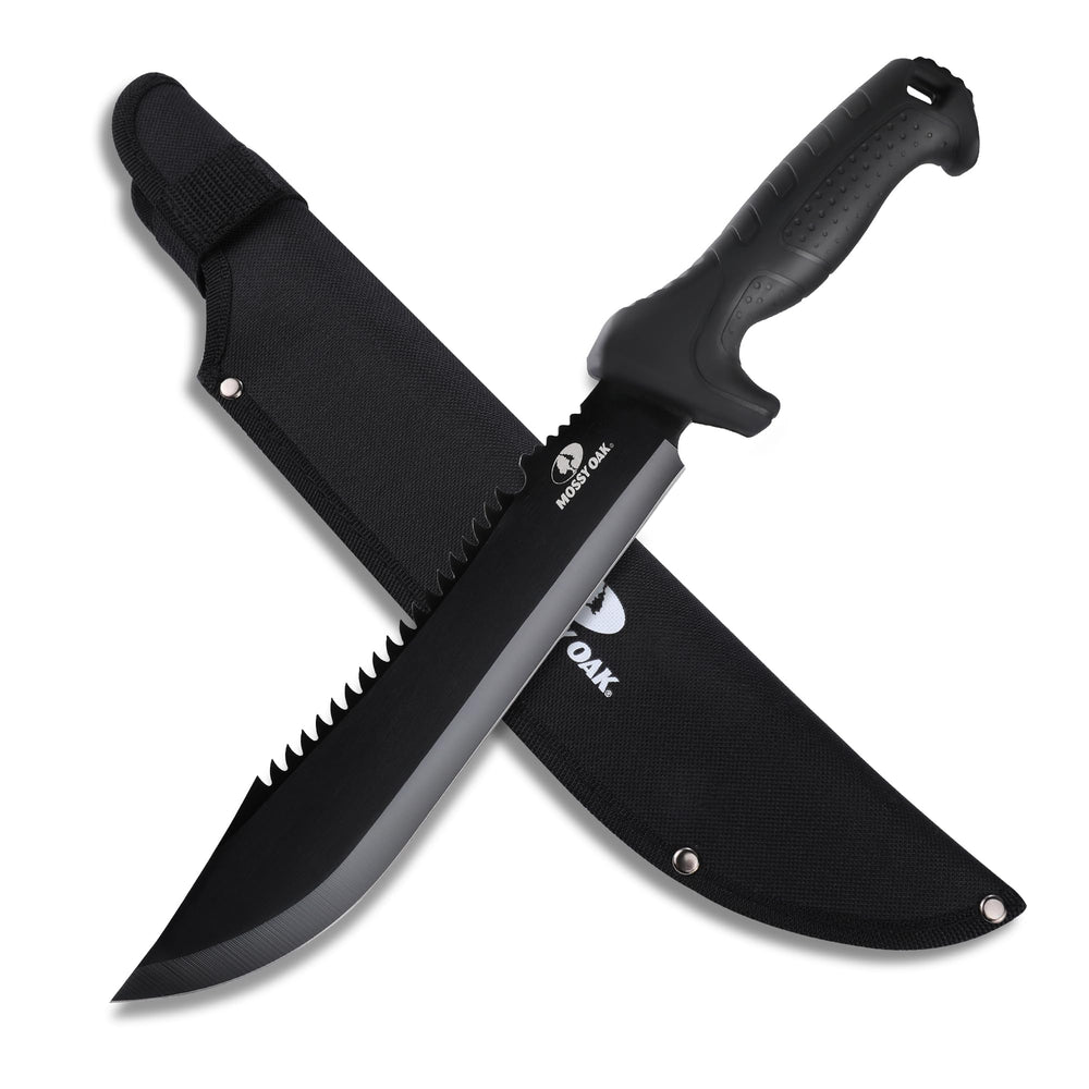 Mossy Oak 16-inch heavy-duty machete front view with sharp stainless steel blade