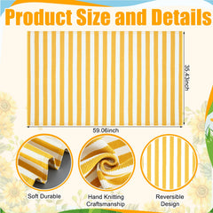 Moucuny outdoor rug showcasing yellow and white stripes on patio