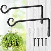 MOWPOG 10 Inch Plant Hanger black metal hook front view