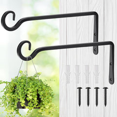 MOWPOG 10 Inch Plant Hanger black metal hook front view