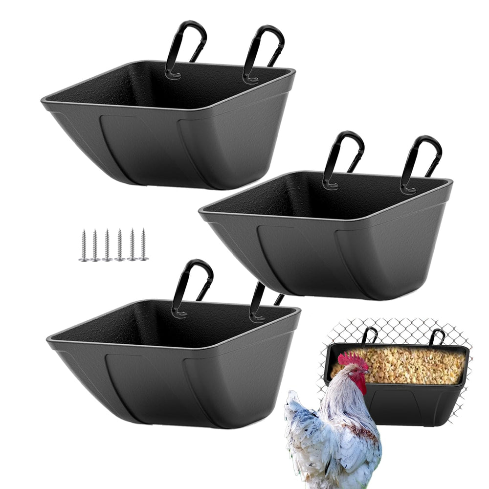 mozoba hanging chicken feeder trough front view
