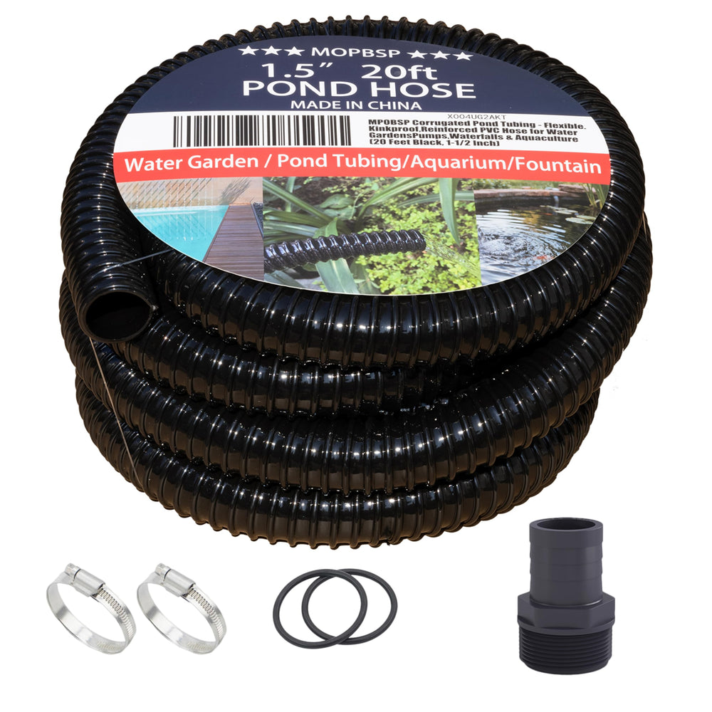 MPOBSP 20 Feet Pond Tubing front view, black PVC