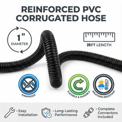 MPOBSP Corrugated Pond Tubing 1.0 Inch diameter with connectors