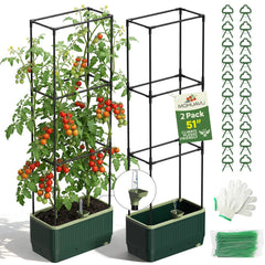 MQHUAYU 2 Pack 51" Self Watering Planter Box with Trellis, front view