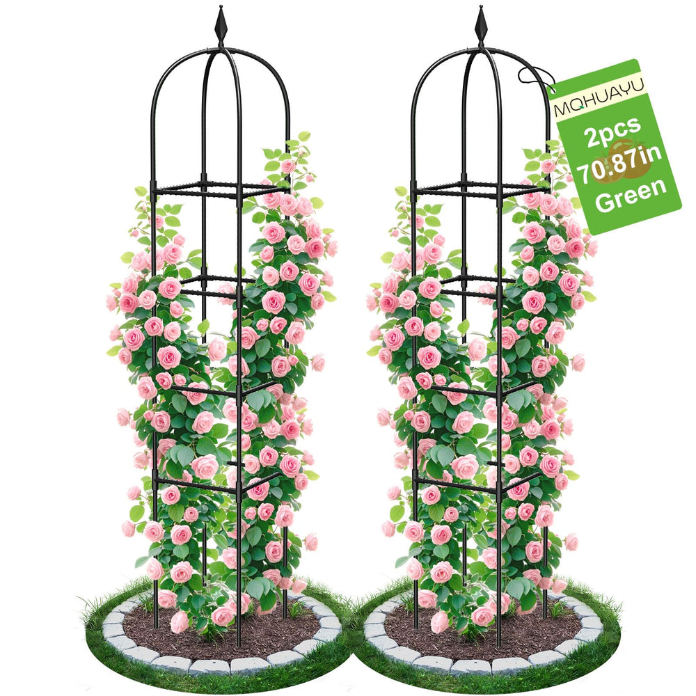 MQHUAYU 2 Pack Garden Obelisk Trellis 71 inch front view