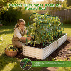 MQHUAYU Cucumber Trellis with climbing plants installed